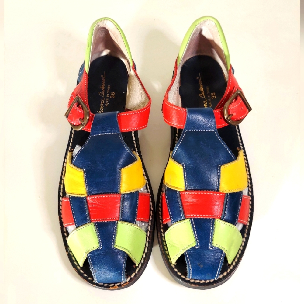 Hanna Anderson Multicolor Leather Ankle Strap Fisherman Sandals Women's Size 36 - Picture 4 of 16
